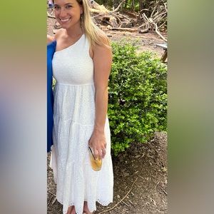 One shoulder white dress from Amazon.